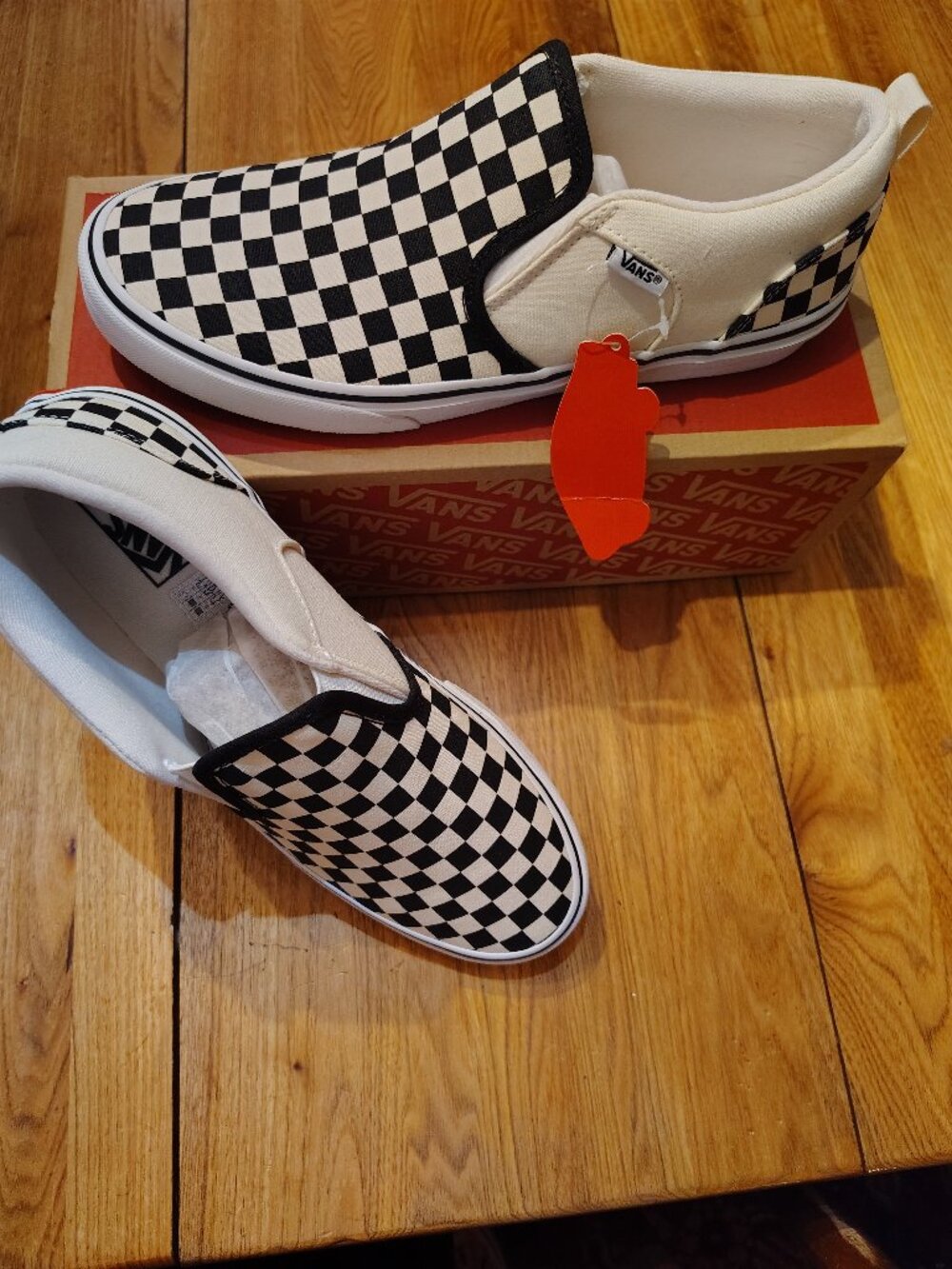 Vans Checkered Asher Slip-on Youth 7/Women's 8